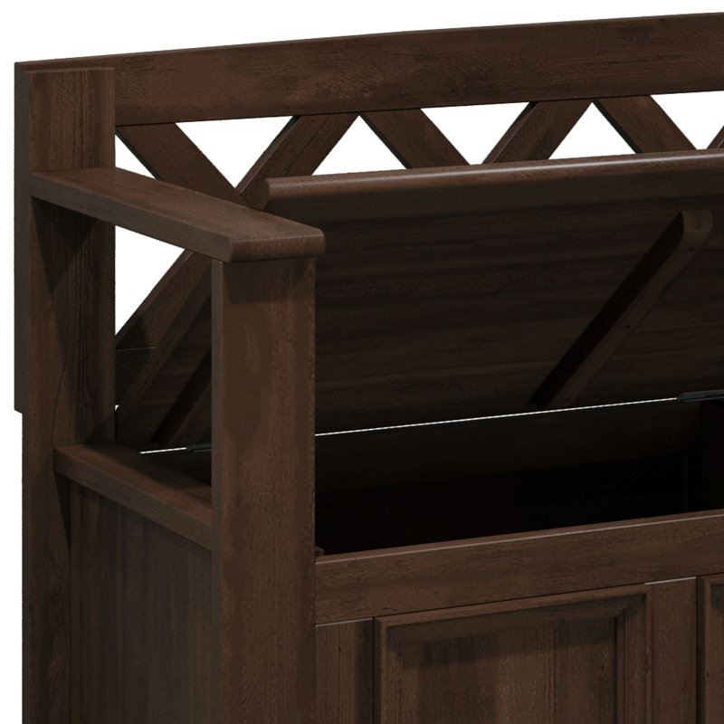 Solid Wood Entryway Storage Bench, Oak