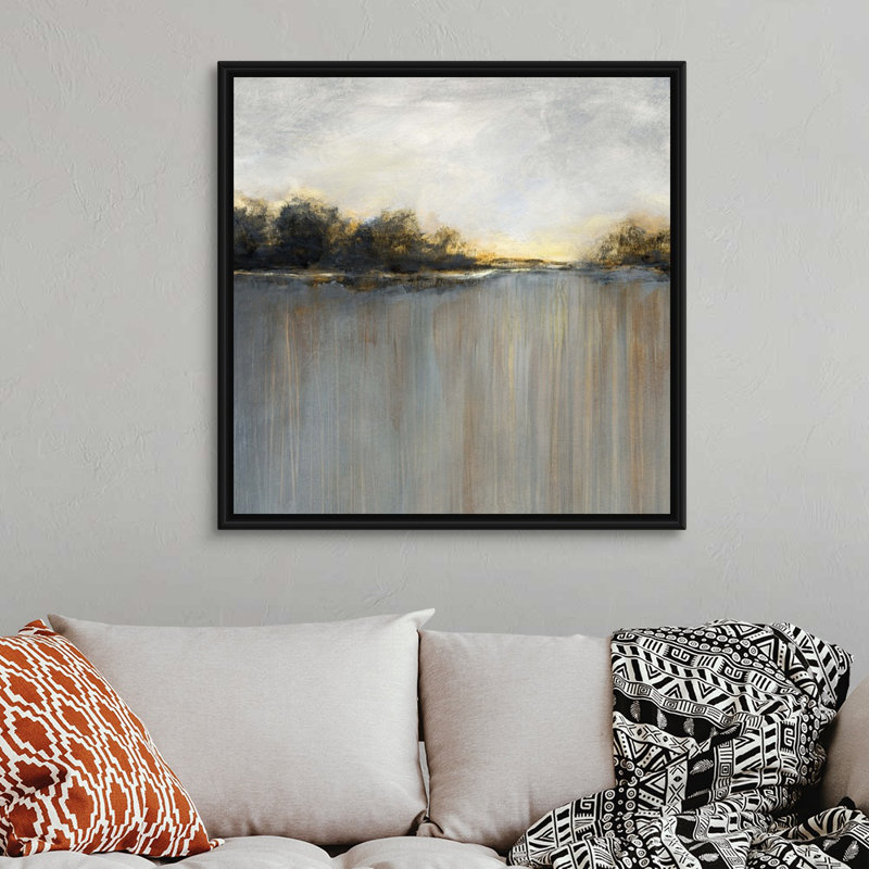 Rainy Sunset I - reproduction d'art sur toile, Cadre flottant noir, H 37,7 po x l 37,7 po x P 1,75 po
