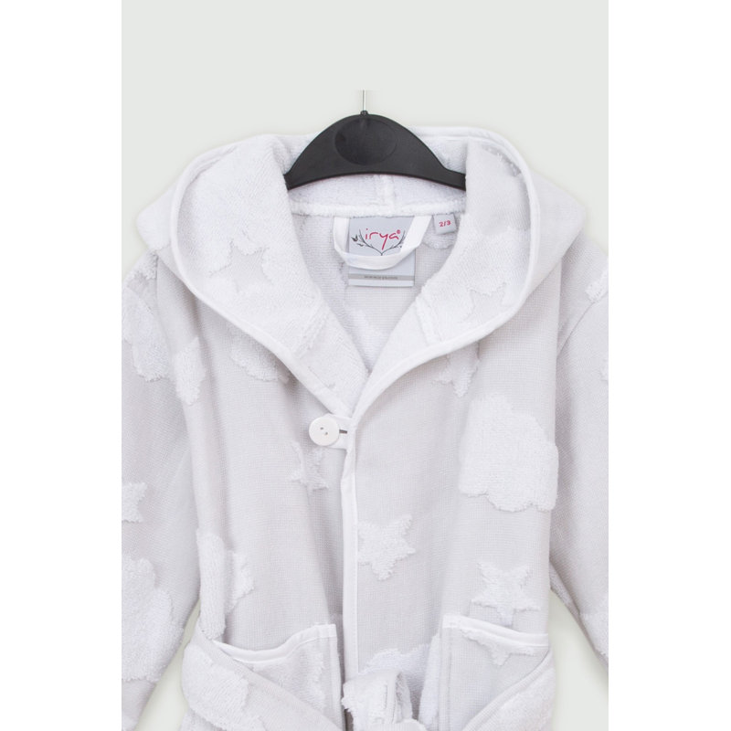 100% coton peignoir au-dessus du genou avec poches et capuche pour enfants, Gris et argent, Enfants TP