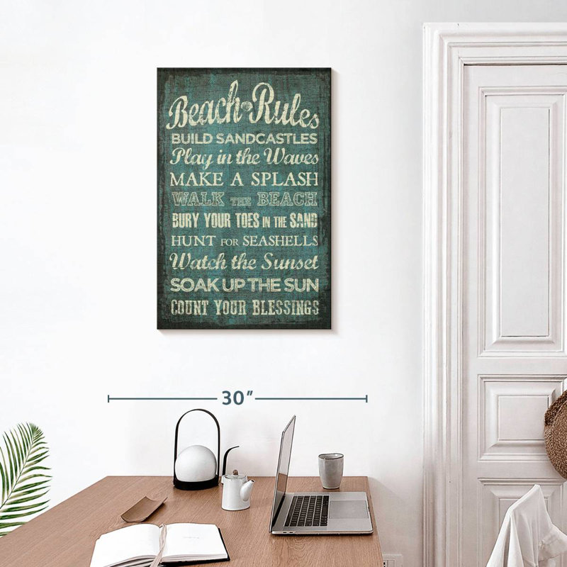 Beach Rules Wall Sign, 30" H x 20" W