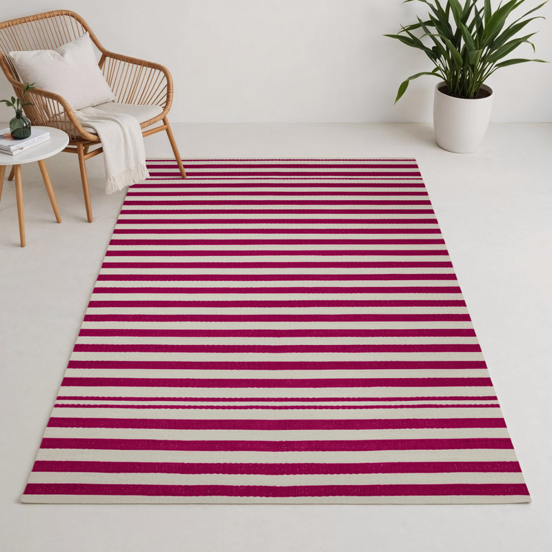 Tapis intérieur / extérieur beige HorizontalStripes, Rectangle 5 pi x 7 pi