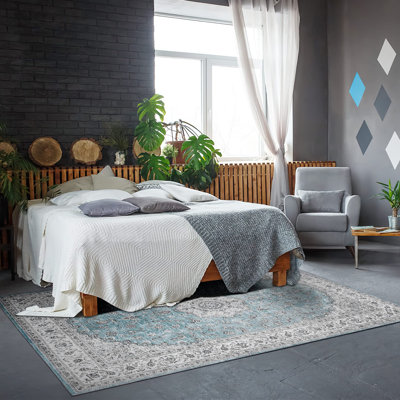 Rectangle Floral Washable Area Rug