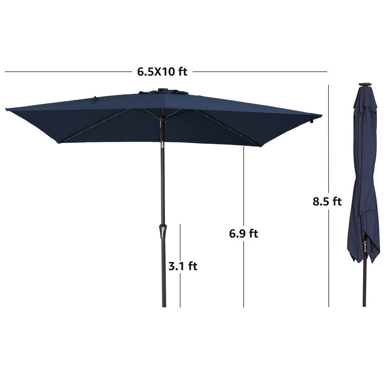 Beka 120'' x 78'' Rectangular Market Umbrella, Navy