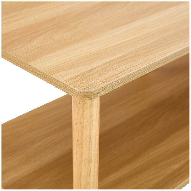 Modern 2-Tier TV Stand for Living Room Furniture,Rectangular Centre Table with Open Storage Shelf,Rounded Rubberwood legs,Stable and Durable,Easy Assembly
