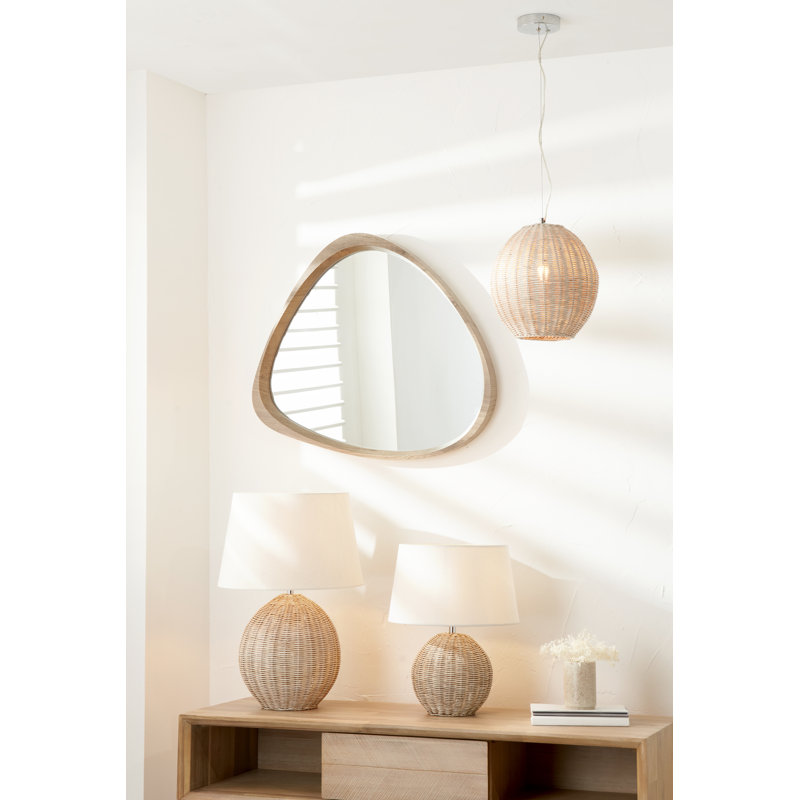 Azure Wicker/Rattan Table Lamp, Brown, 39cm H x 30cm x 30cm