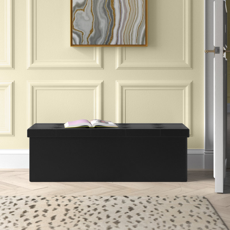 Adalard Upholstered Bench with Flip Top, Black