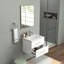 Ensemble de meuble-lavabo mural 24 po avec lavabo et miroir, deux tiroirs, lavabo en céramique, structure en aluminium argenté, assemblage facile, poignée longue en métal doré, 2 tiroirs de rangement