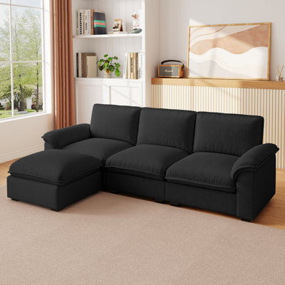 Cloud Couch Sectional For Living Room, L Shaped Modular Sofa With Chenille Fabric And Extra-Soft Cushions
