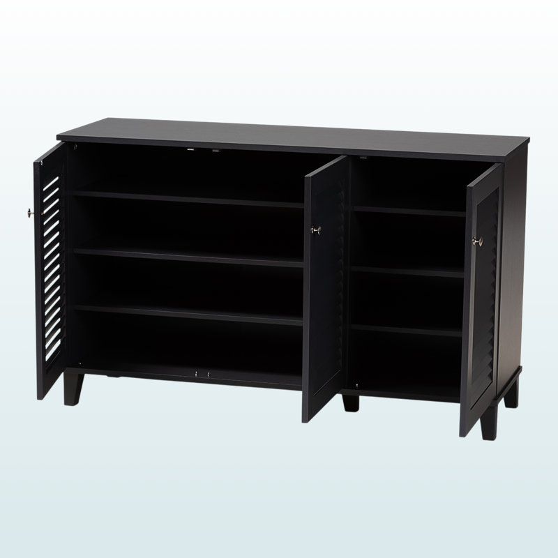 Diora Eight-Shelf Dark Gray Finish Shoe Storage Cabinet, 27.39" H X 44.35" W X 14.49" D