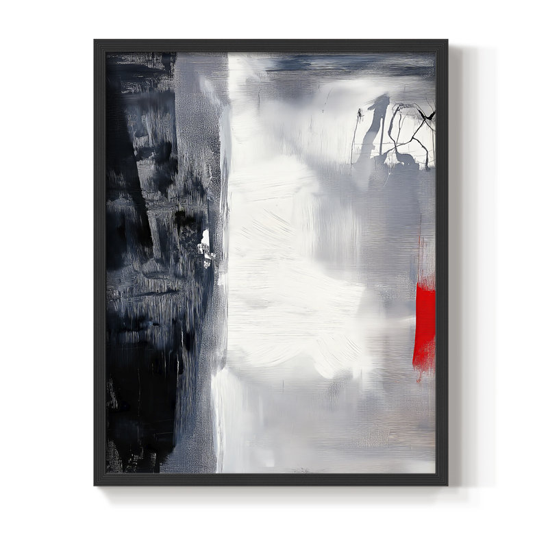 Abstrait, imprimé encadré - prêt à accrocher -, H 10 po x l 8 po, Noir