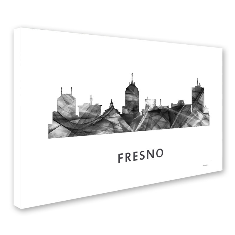 « fresno california horizon wb-bw », reproduction d’impression sur toile tendue, H 30 po x l 47 po x P 2 po