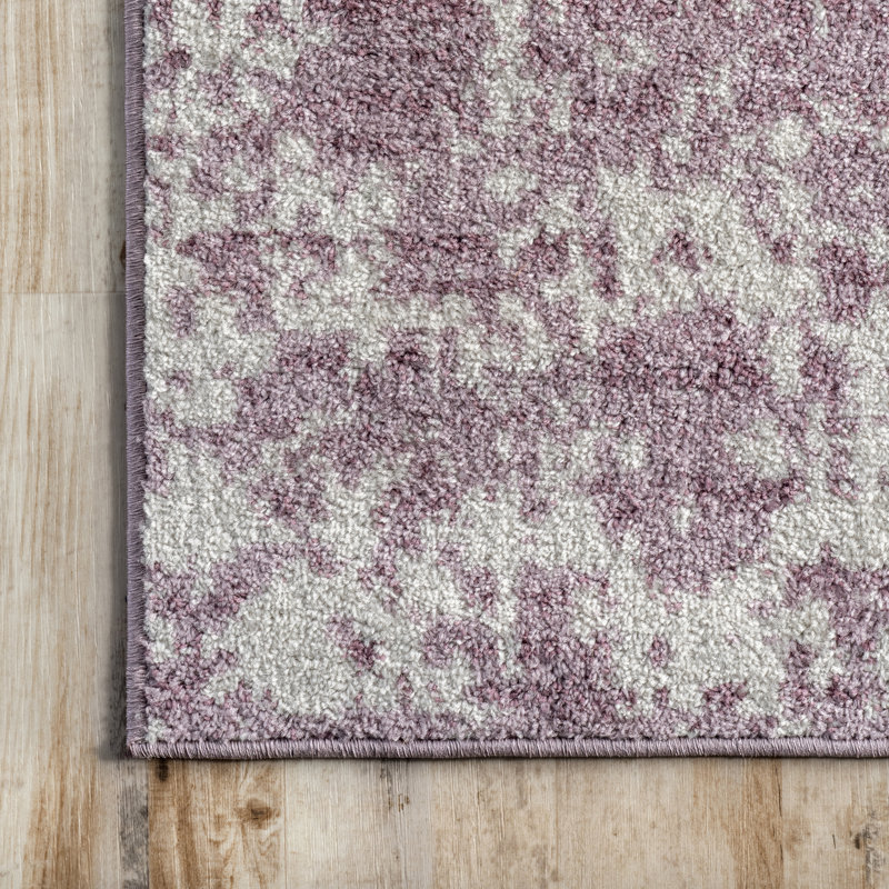 Modern Abstract Performance Pink Rug, Runner 2'8" x 8'