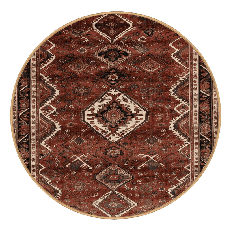 Tapis brun lavable à la machine, Rond 6 pi