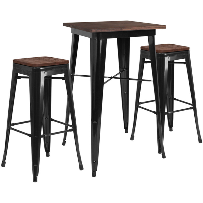 Malcom 2 - Person Four Leg Dining Set, Black