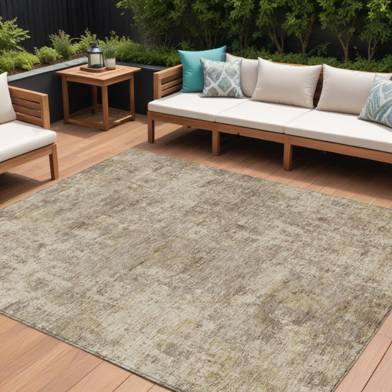 Tapis intérieur lavable abstrait taupe et beige 9 pi x 12 pi