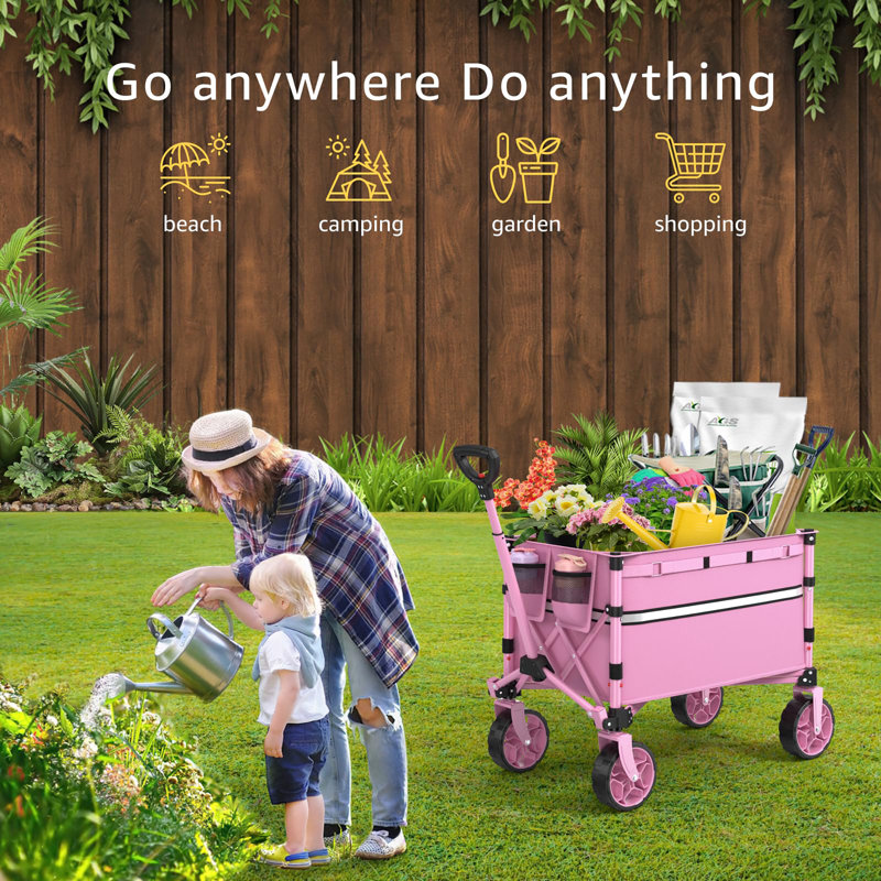 Chariot utilitaire pliable avec roulettes, Rose