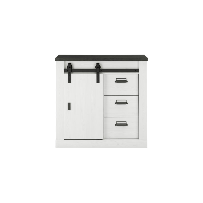 Jackeline 1 - Door Rectangle Accent Cabinet, White/Black