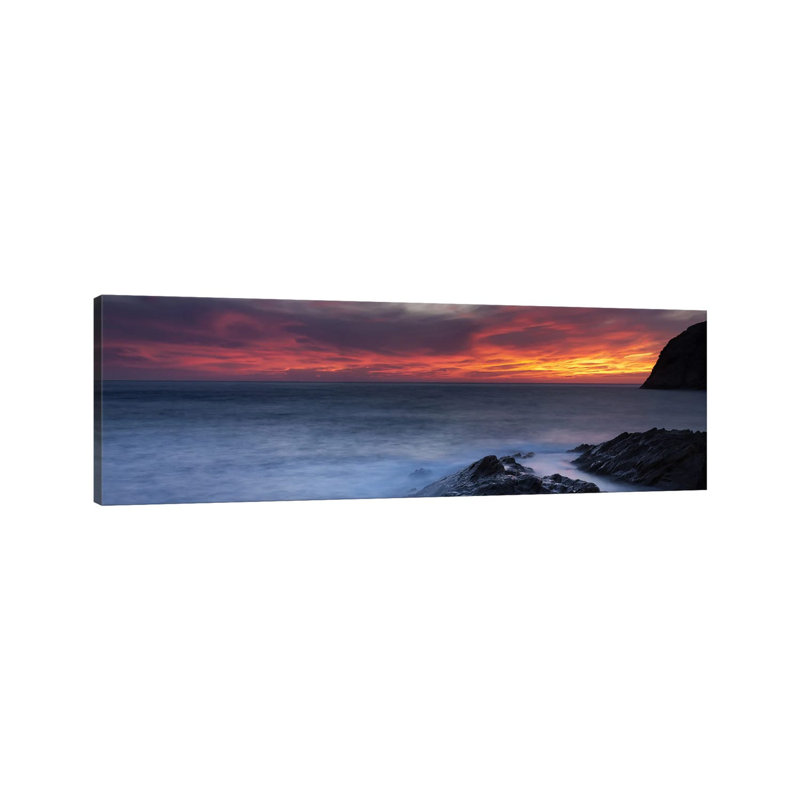 Coast At Sunset, L'ile-Rousse, Haute-Corse, Corsica, France by Panoramic Images - Wrapped Canvas Panoramic Print