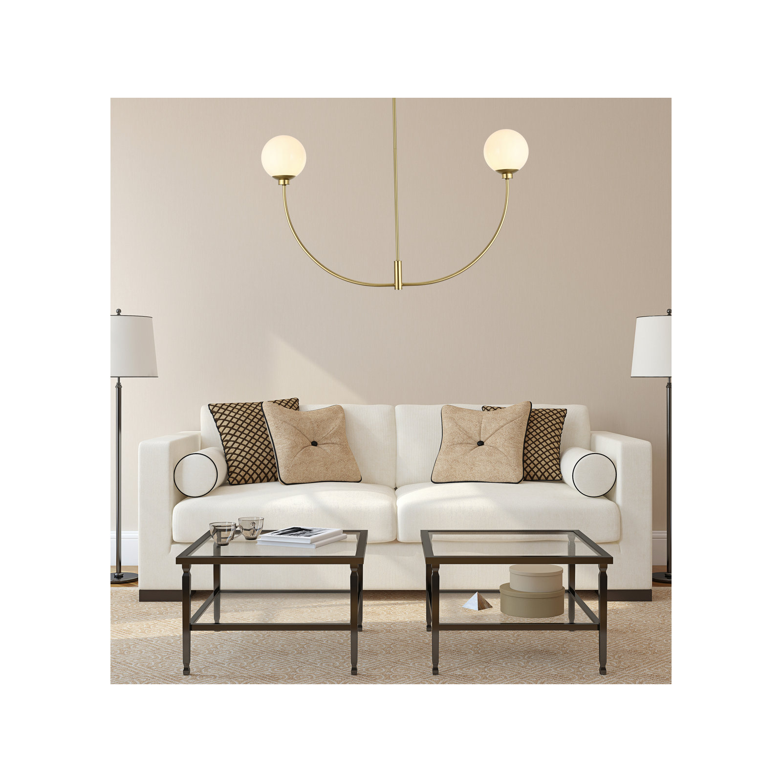 Kyle 2 - Light Metal Chandelier, Brass, 24" H x 42" W x 7" D