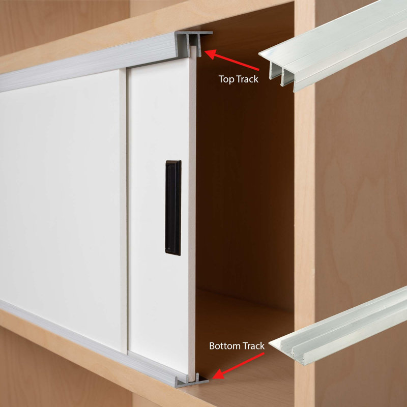 Rail de porte coulissante en aluminium Outwater 48 po pour panneaux de bois 1/4 po, finition anodisée transparente