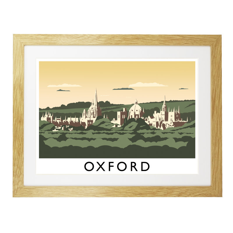 Oxford by Richard O'Neil - Print, 33.5 cm H x 43.5 cm W x 2.2 cm D, Oak Wood Frame