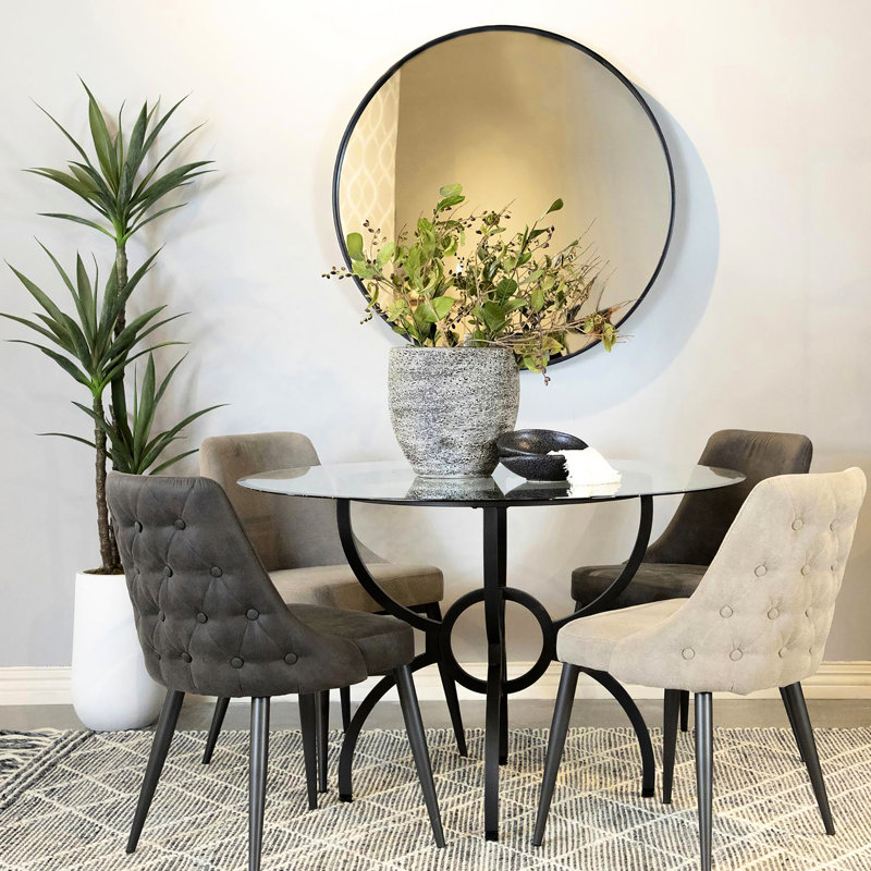 2 chaises d'appoint grises pour la salle à manger - accoudoirs inclinés, design classique 2 capitonnage élégant, espace