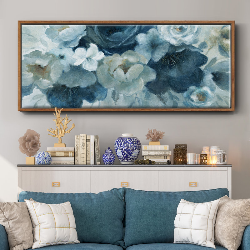 Blue on Blue- Framed Canvas, 8" H x 20" W