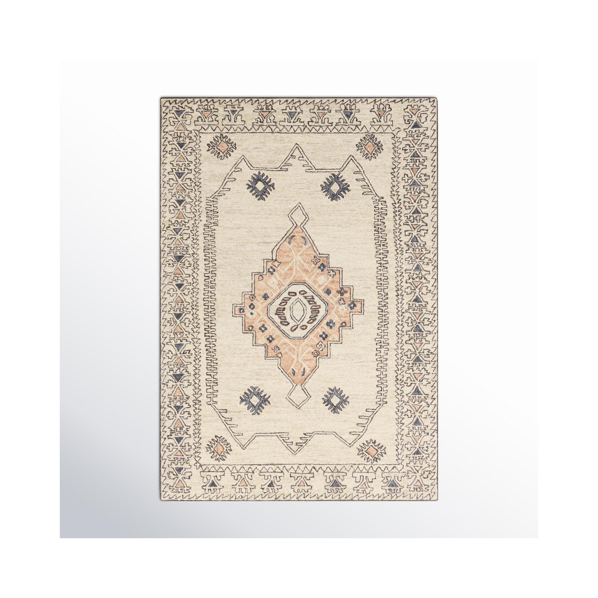 Moore Handmade Wool Beige/Ivory/Gray Rug, Rectangle 8' x 10'