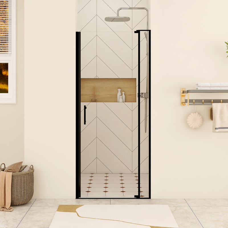 32 po X P 72 po Porte de douche semi-sans cadre H H, Noir mat