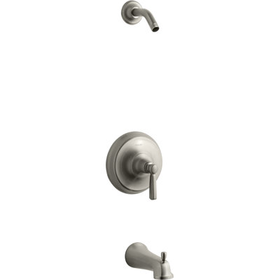 Garniture de valve de baignoire et douche Bancroft Rite-Temp avec poignée levier en métal et bec coulissant, sans pomme de douche