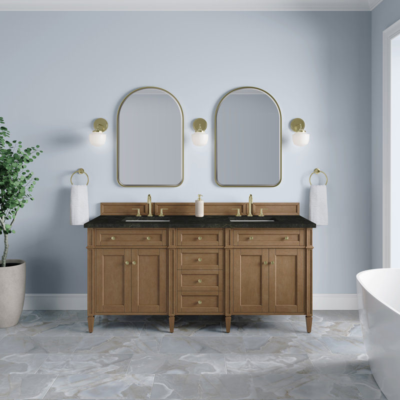 Meuble-lavabo double l 72 po Dussault, 8 po, Fantôme, Pacane