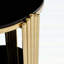 Table de bout moderne 16,9 pouces, table de salon en verre trempé noir à double couche et cadre en acier inoxydable doré, table ronde, assemblage facile.