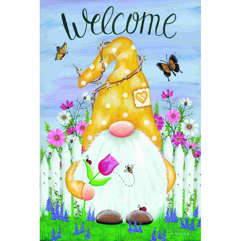 Gnome de jardin printanier 2886162, H 18 po x l 12 po