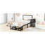 Lit simple en métal noir avec rangement et armoire éminemment en bois, tablettes plateforme méritoire-1678291366