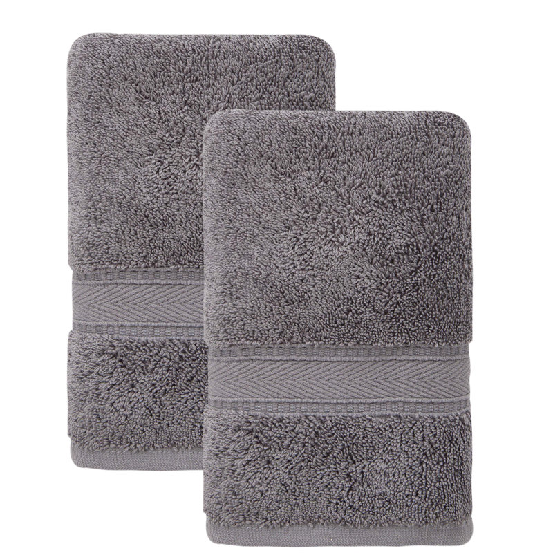 Dinis Turkish Cotton Hand Towel Set, Dark Gray