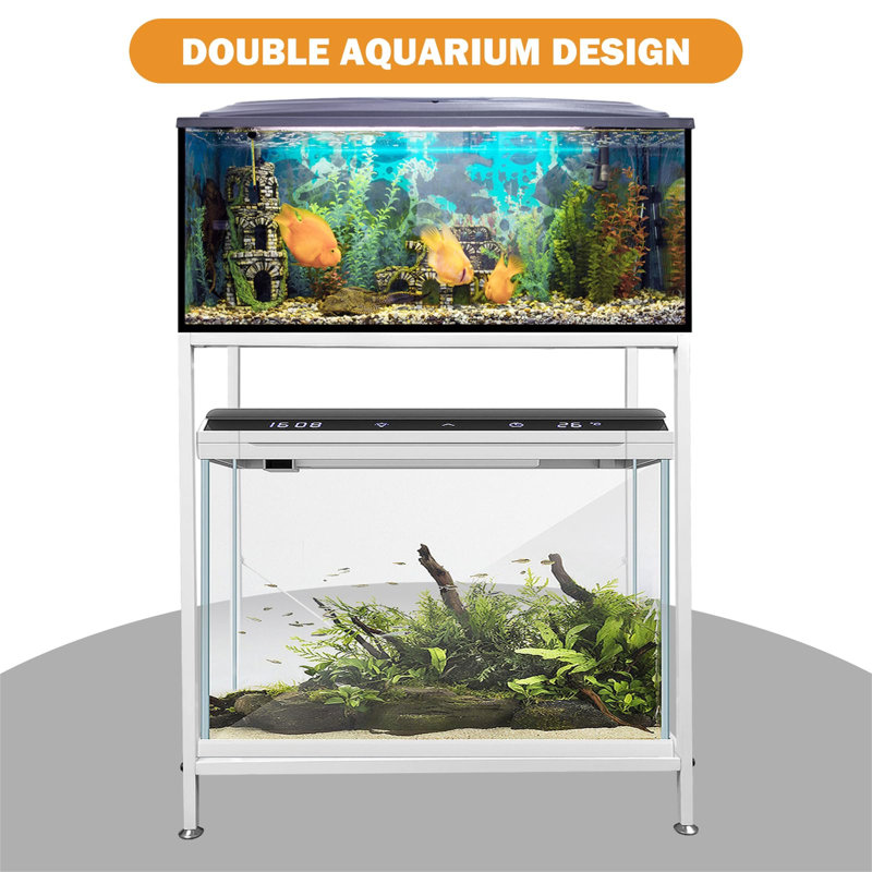 White Metal 29 Gallon Aquarium Stand with Storage Shelf