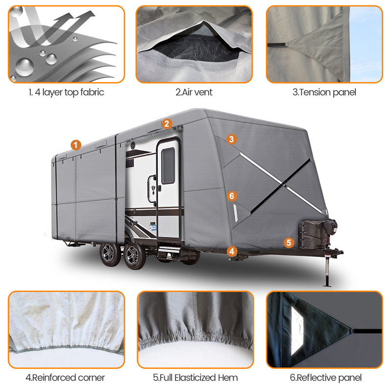 Housse de camping-car pour camping-car 4 couches coupe-vent avec patchs de réparation adhésifs