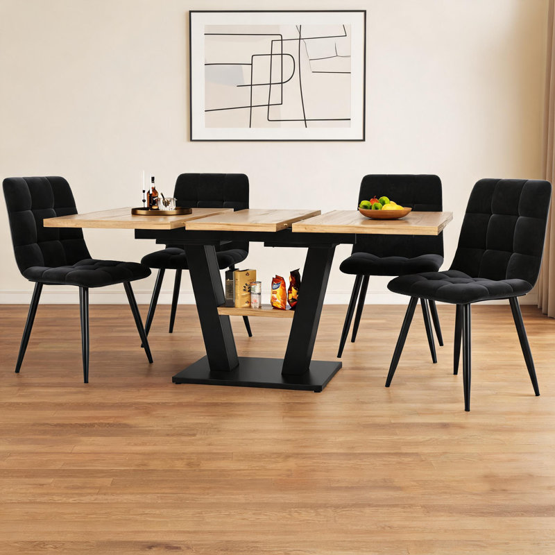 Extendable Metal Base Dining Table