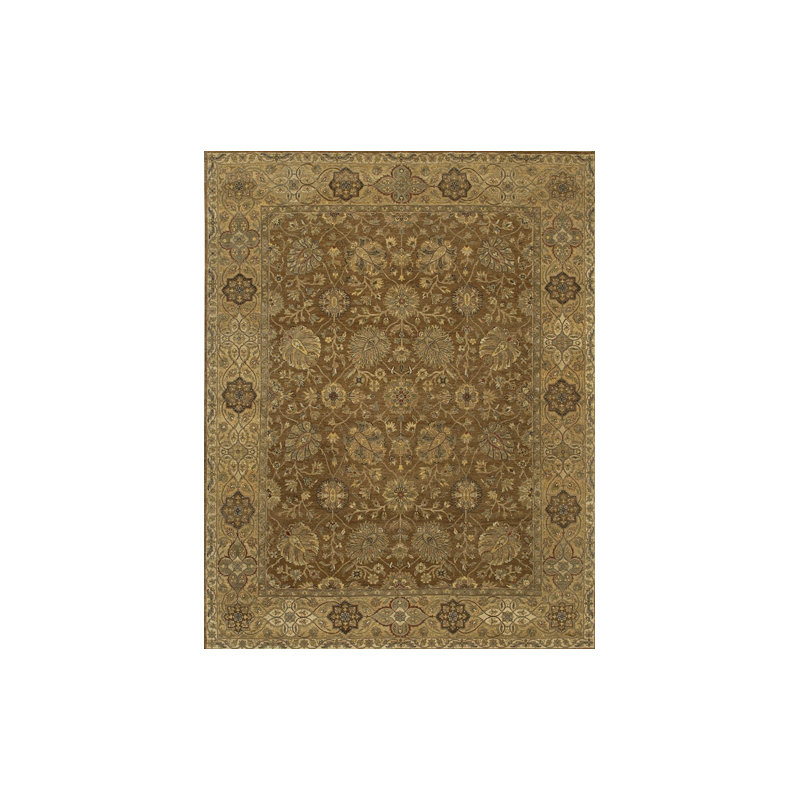Tapis brun / vert clair Gvidas, Rectangulaire 8 pi x 10 pi