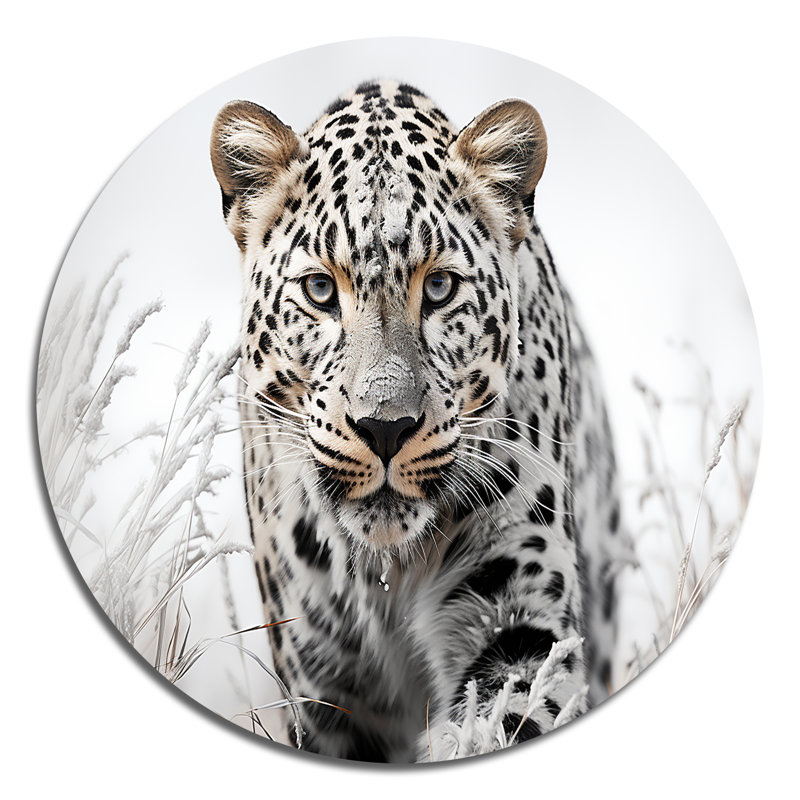 Art mural rond en métal Jungle Leopard, H 16 po x l 16 po