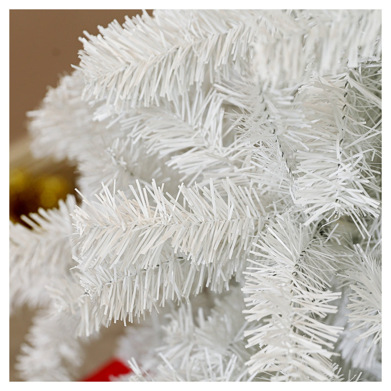 HOMCOM 6ft Tall Artificial Christmas Tree, Unlit Xmas Tree with 1000 Branch Tips, Auto Open, Steel Base, Holiday Décor for Home Office, White