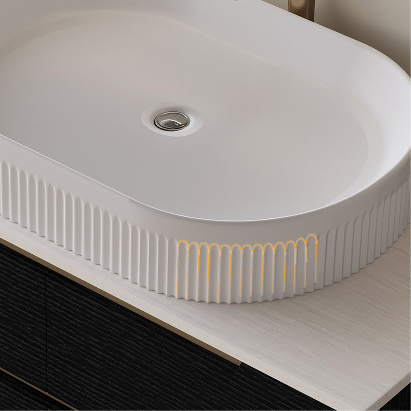 Meuble-lavabo de 36 pouces, autoportant ou mural avec lavabo intégré en céramique et tiroirs à fermeture en douceur