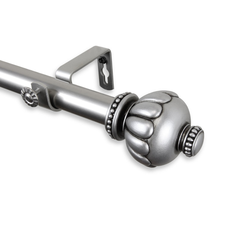 Tringle à rideaux simple Riordan, l 120 po à 170 po, Nickel satiné
