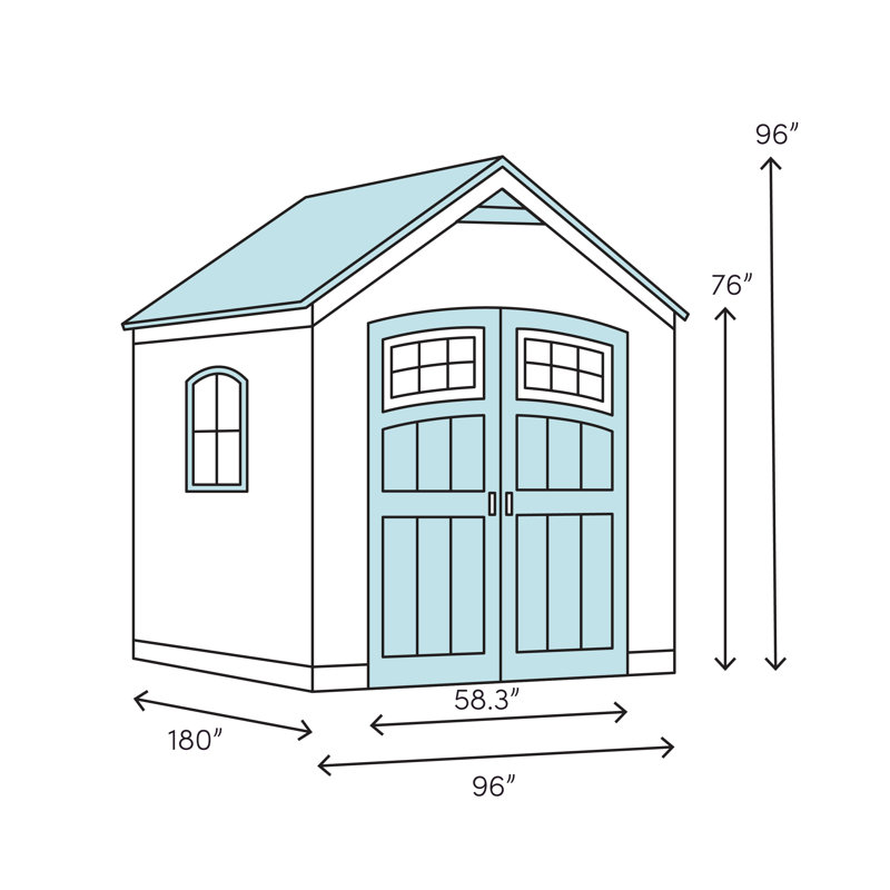 Large Beige and Brown Polyethylene Storage Shed with Windows and Shelving