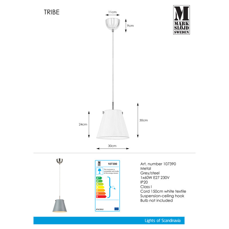 Belisle 1 - Light Cone Pendant, Grey