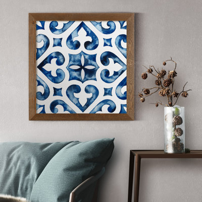 Cobalt tiles VI-reproduction d’art sur toile encadrée