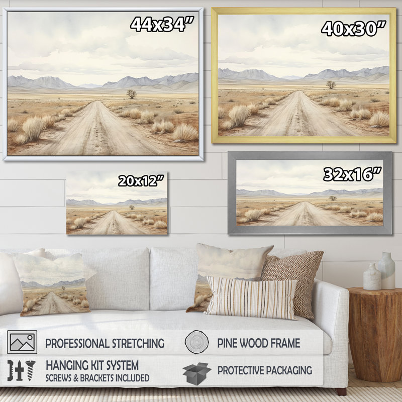 " Moody Highway Road Scenery I ", 16" H x 32" W x 1" D, Black Floater Framed