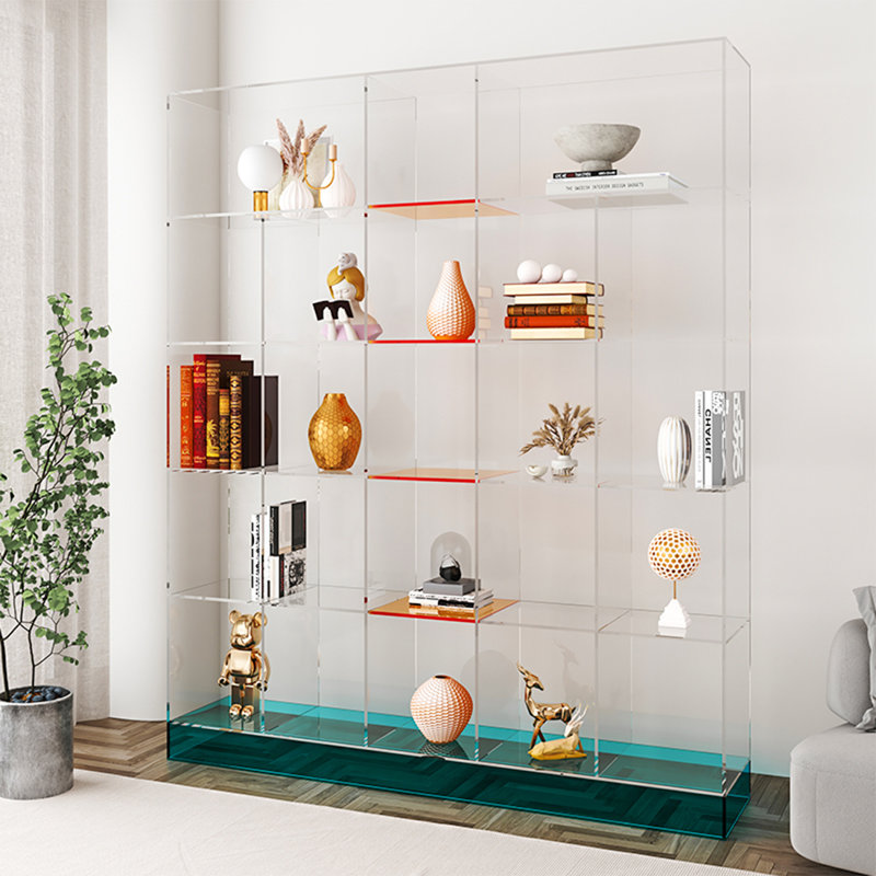 Simple display acrylic bookcase, Orange/Lake Blue