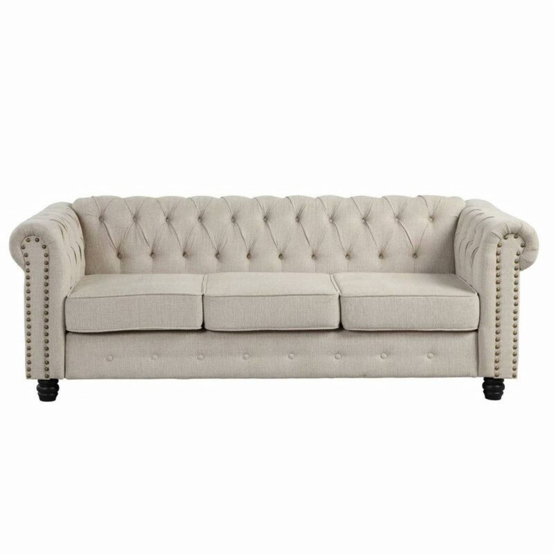 Canapé Chesterield, Chenille beige