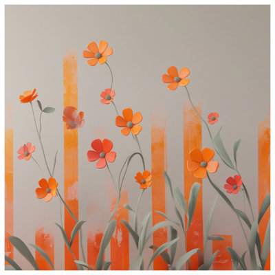 Orange Wildflowers On Beige Comforter
